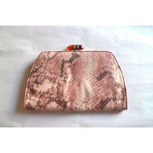Banana Republic Snake Print Snap Pink Clutch